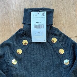 Zara Charcoal Dress With Gold Buttons